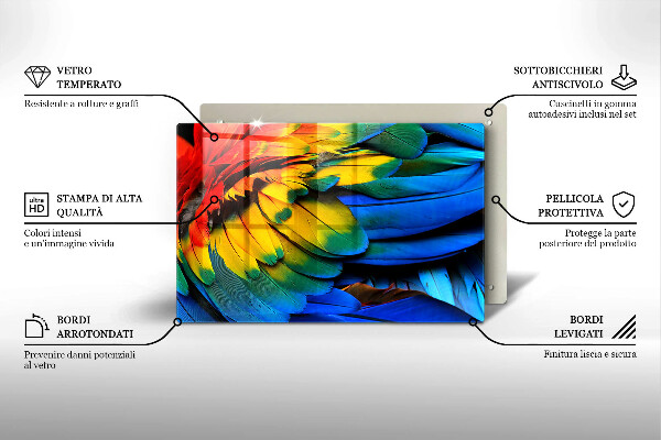 Herdabdeckung Bunte Papageienfedern