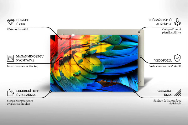 Herdabdeckung Bunte Papageienfedern