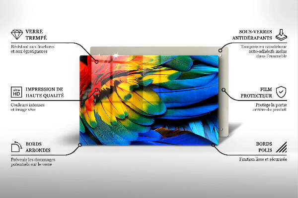 Herdabdeckung Bunte Papageienfedern