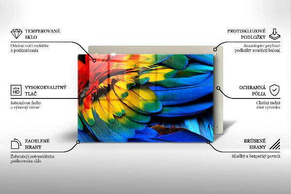 Herdabdeckung Bunte Papageienfedern