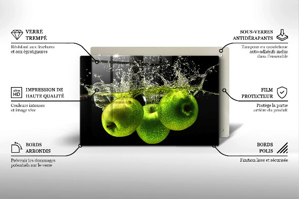 Herdabdeckung Grüne Äpfel und Wasser
