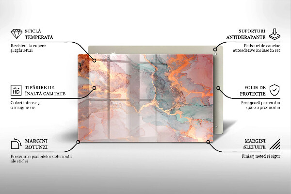 Herdabdeckung Marmor mit Gold