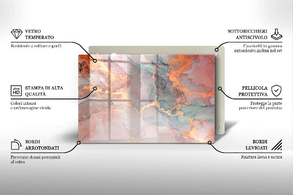 Herdabdeckung Marmor mit Gold