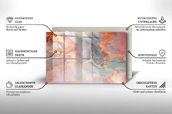 Herdabdeckung Marmor mit Gold