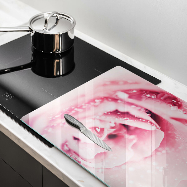 Herdabdeckung Tautropfen und Rosenblüte