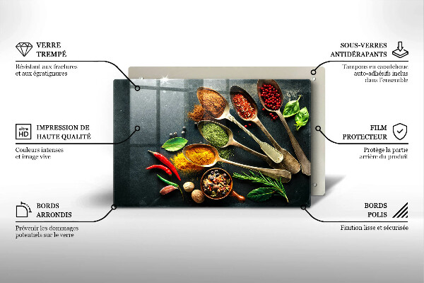 Herdabdeckung Küchenlöffel mit Gewürzen