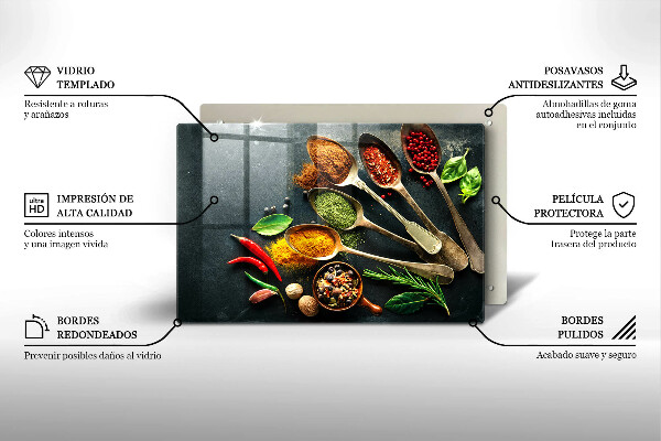 Herdabdeckung Küchenlöffel mit Gewürzen