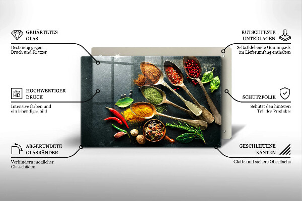 Herdabdeckung Küchenlöffel mit Gewürzen
