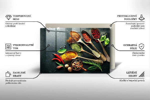 Herdabdeckung Küchenlöffel mit Gewürzen