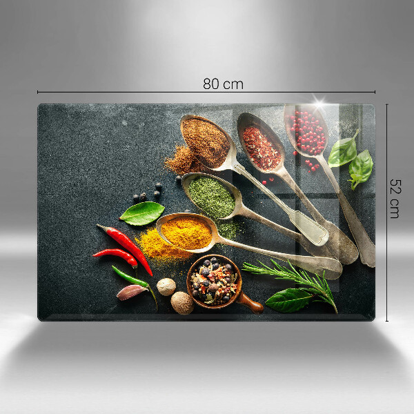 Herdabdeckung Küchenlöffel mit Gewürzen