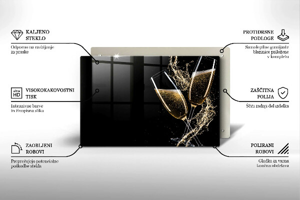 Herdabdeckung Gläser Champagner