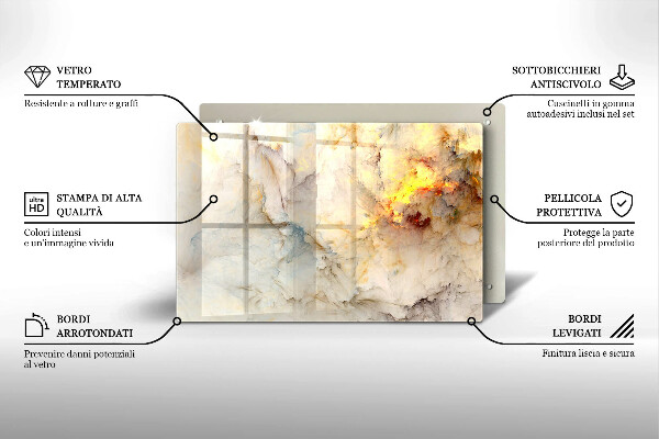 Abdeckung induktionskochfeld Marmorstruktur mit Gold