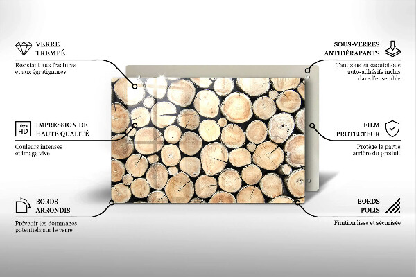 Herdabdeckung Baumstämme aus Holz