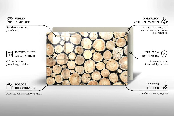 Herdabdeckung Baumstämme aus Holz