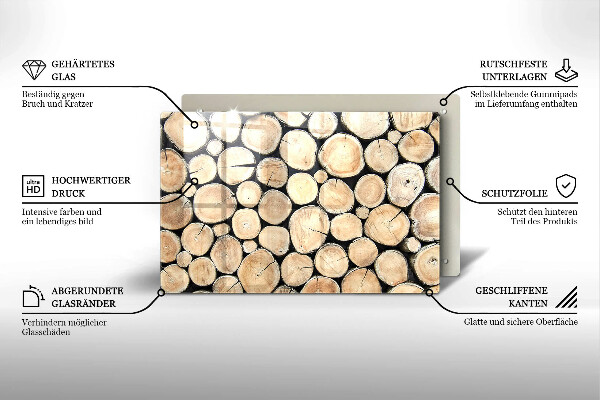 Herdabdeckung Baumstämme aus Holz