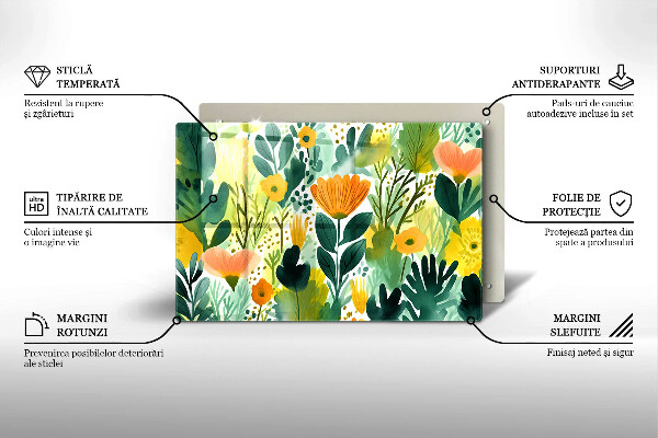 Abdeckung induktionskochfeld Bemalte Blumen