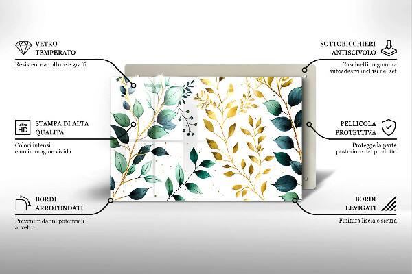 Abdeckung induktionskochfeld Grüne und goldene Blätter