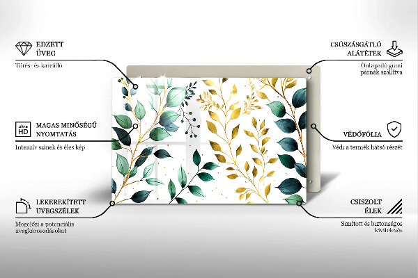 Abdeckung induktionskochfeld Grüne und goldene Blätter