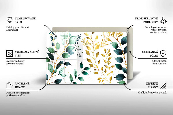 Abdeckung induktionskochfeld Grüne und goldene Blätter