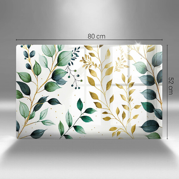 Abdeckung induktionskochfeld Grüne und goldene Blätter