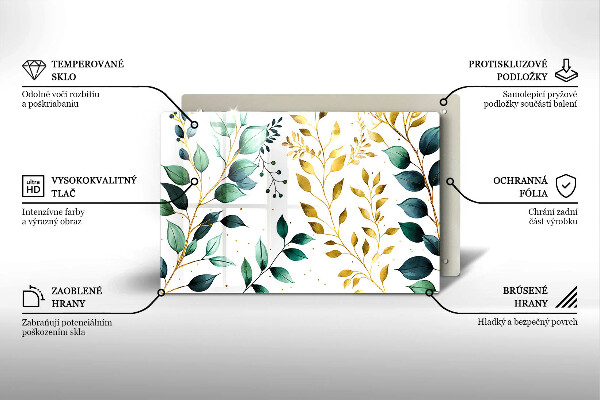 Abdeckung induktionskochfeld Grüne und goldene Blätter