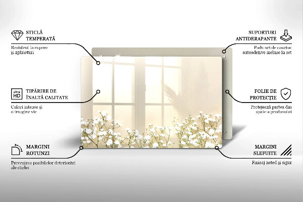 Abdeckung induktionskochfeld Gips-Boho-Blumen