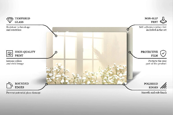 Abdeckung induktionskochfeld Gips-Boho-Blumen