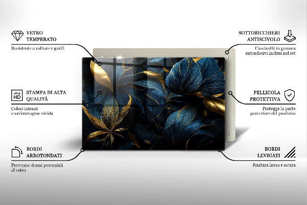 Abdeckung induktionskochfeld Dekorative Blätter mit Gold