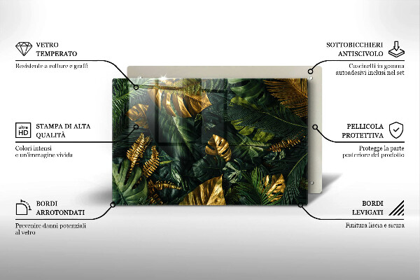 Herdabdeckung Goldene Monstera-Blätter