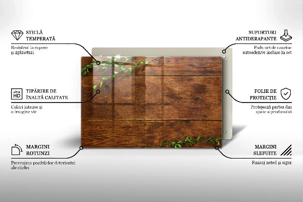 Herdabdeckung Holzbretter und Blätter