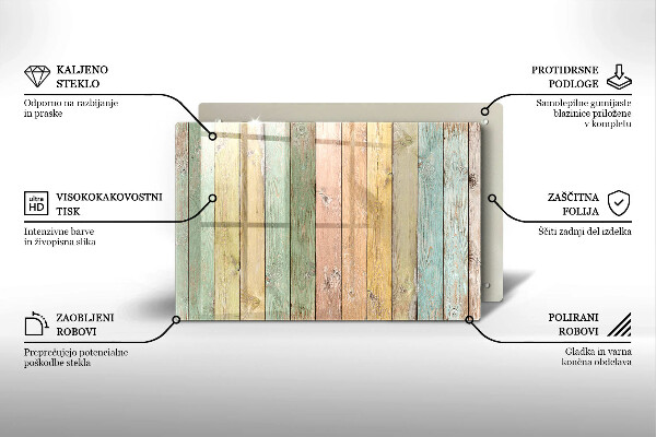 Herdabdeckung Bunte Vintage-Bretter