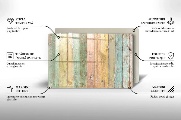 Herdabdeckung Bunte Vintage-Bretter