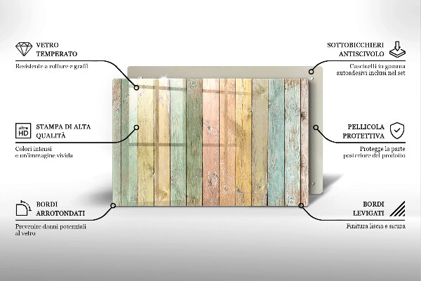 Herdabdeckung Bunte Vintage-Bretter