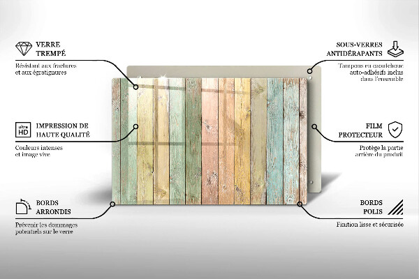 Herdabdeckung Bunte Vintage-Bretter