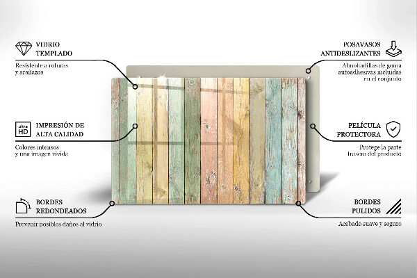 Herdabdeckung Bunte Vintage-Bretter