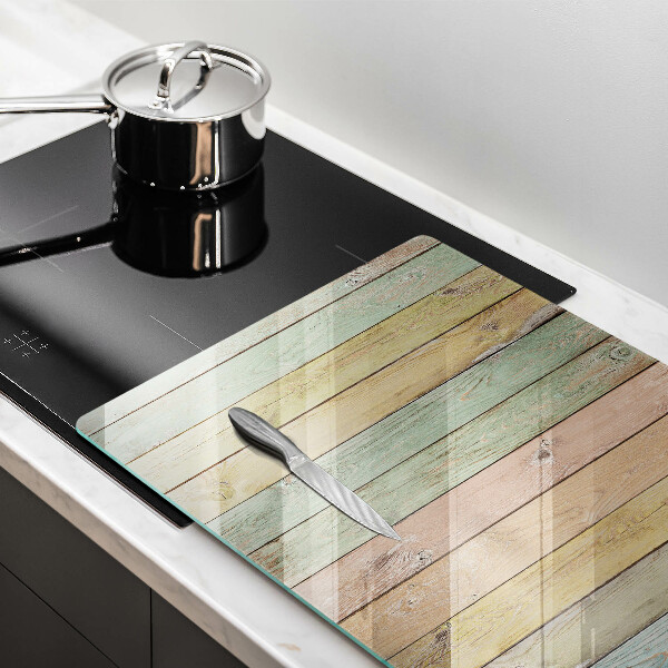 Herdabdeckung Bunte Vintage-Bretter