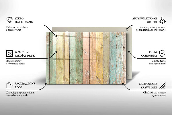 Herdabdeckung Bunte Vintage-Bretter