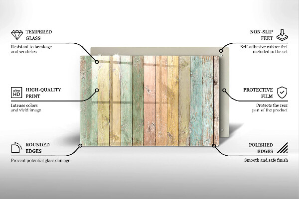 Herdabdeckung Bunte Vintage-Bretter