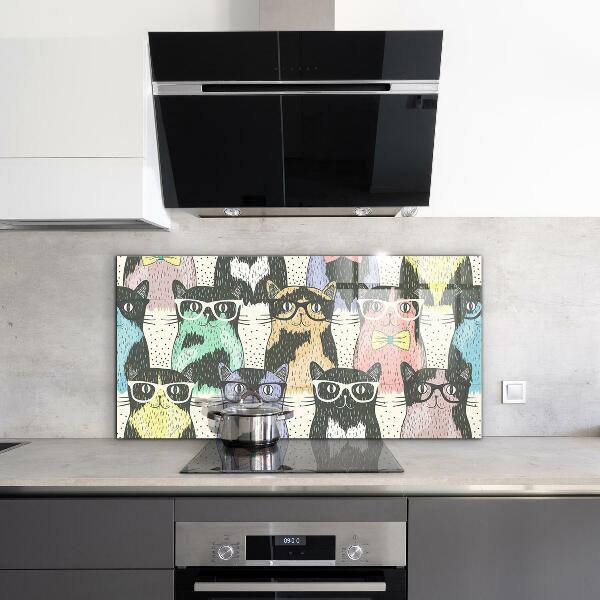 Küchenrückwand Spritzschutz Katzen-Hipster-lustige Illustration