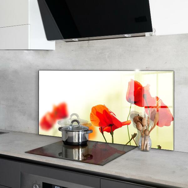 Küchenrückwand Spritzschutz Feldwiese mit roten Mohnblumen