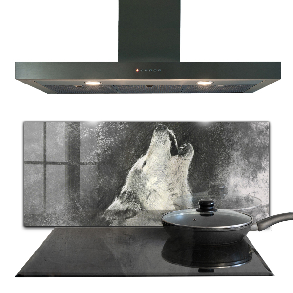 Küchenrückwand Spritzschutz Kanadische Wolf-Illustration