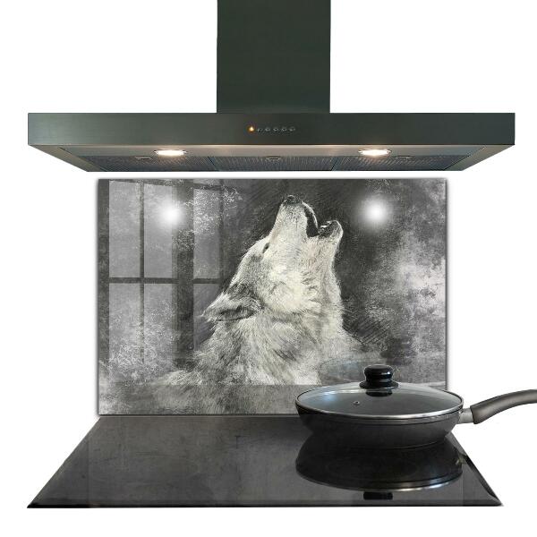 Küchenrückwand Spritzschutz Kanadische Wolf-Illustration