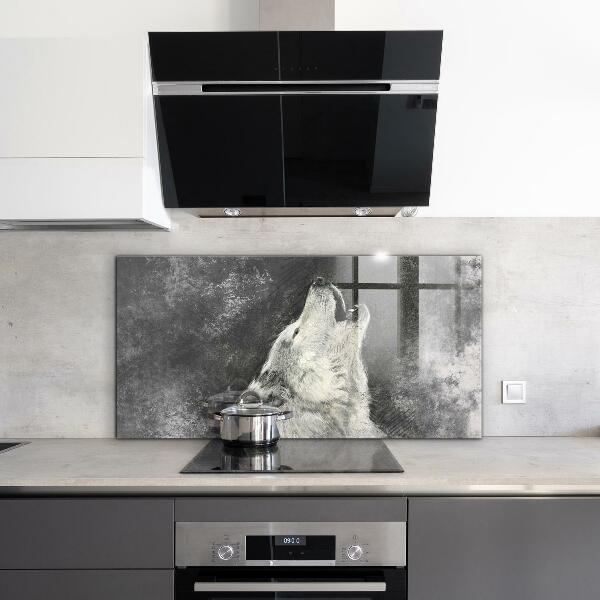 Küchenrückwand Spritzschutz Kanadische Wolf-Illustration