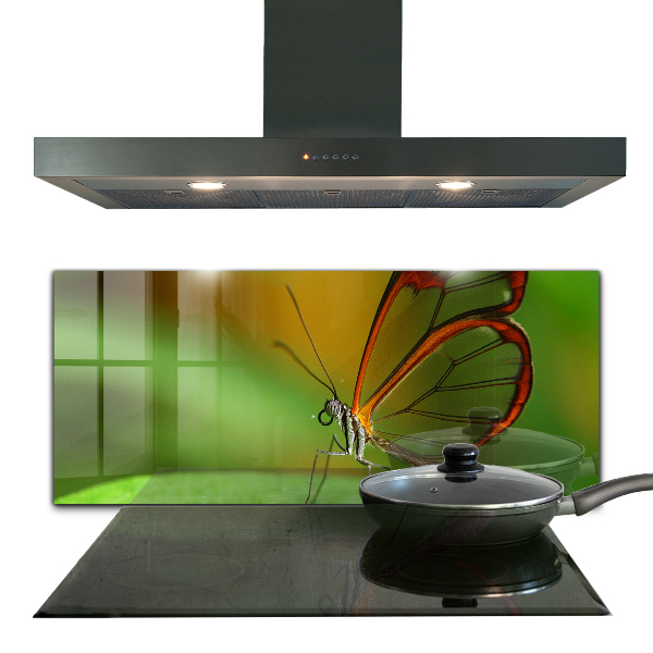 Küchenrückwand Spritzschutz Schmetterling auf einem Blatt