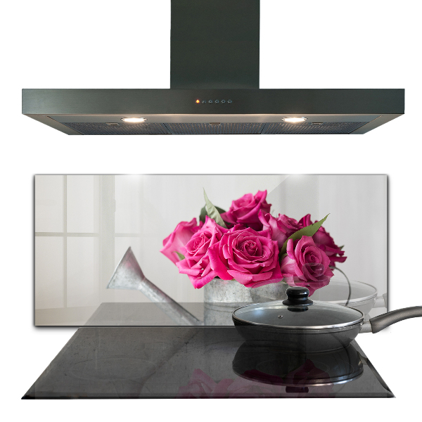 Küchenrückwand Spritzschutz Gießkanne mit einem Rosenstrauß