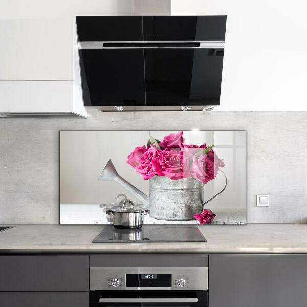 Küchenrückwand Spritzschutz Gießkanne mit einem Rosenstrauß