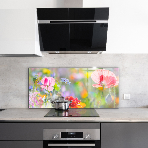 Küchenrückwand Spritzschutz Sommerwiese mit Mohnblumen