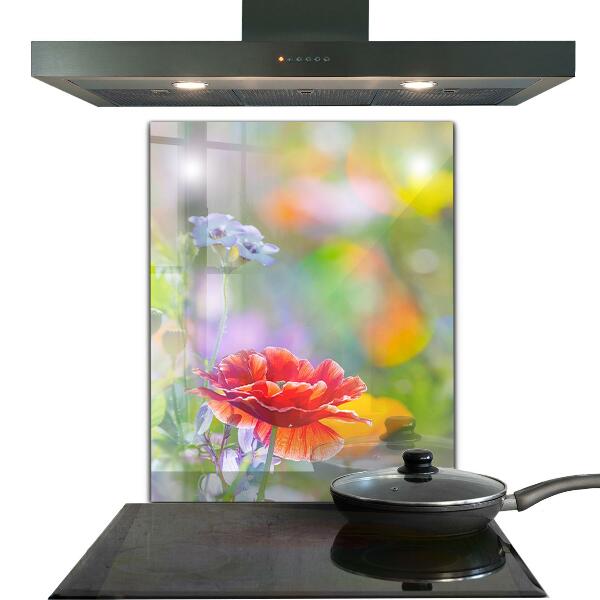 Küchenrückwand Spritzschutz Sommerwiese mit Mohnblumen