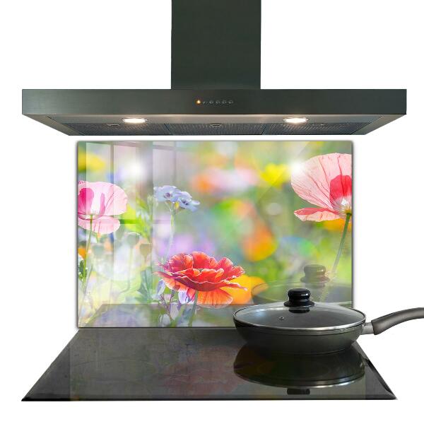 Küchenrückwand Spritzschutz Sommerwiese mit Mohnblumen