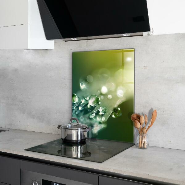 Küchenrückwand Spritzschutz Tau auf grünen Blättern